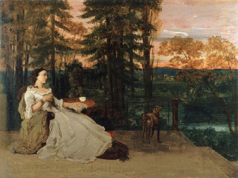 Gustave Courbet Lady on the Terrace Norge oil painting art